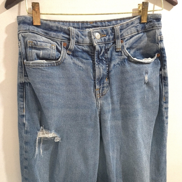 Old Navy | Classic Blue Distressed Women's Straight Leg Jean - Picture 2 of 12